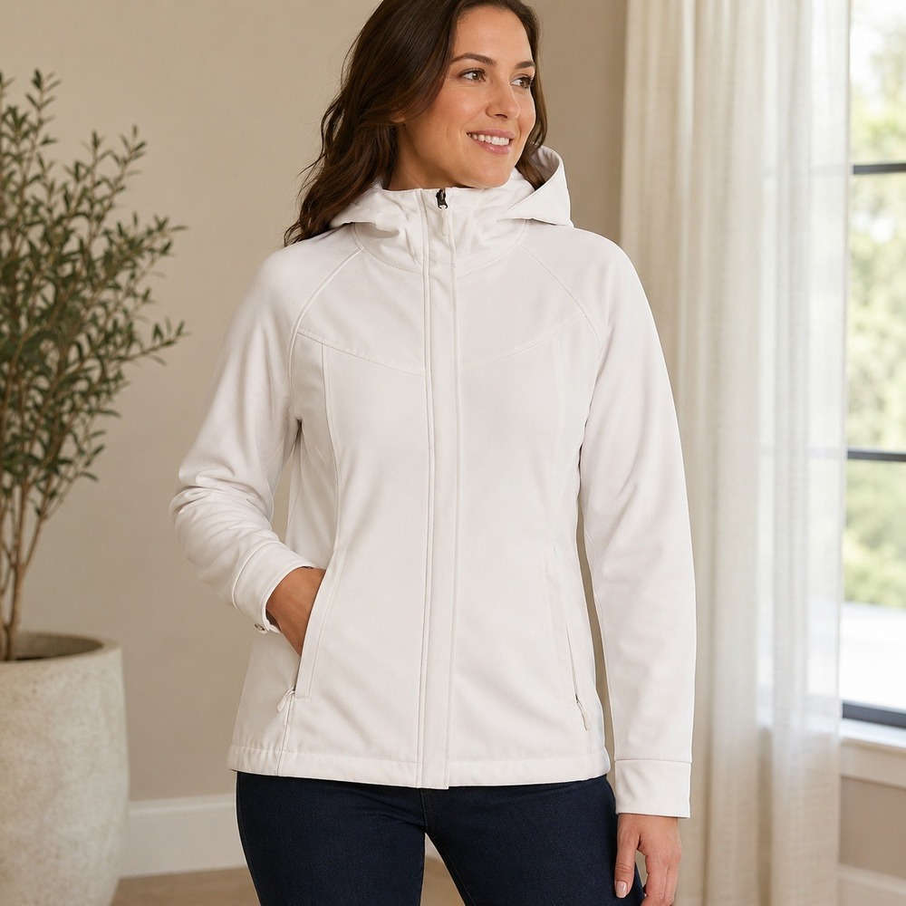 Kirkland Signature Women's S White Softshell Hooded‎ Fleece Lined Jacket